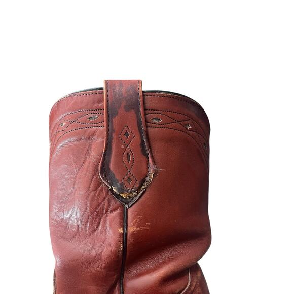 Vtg Frye Leather Red Brown Western Cowgirl Heeled Boots 7.5EE Womens PLEASE READ - Picture 11 of 13